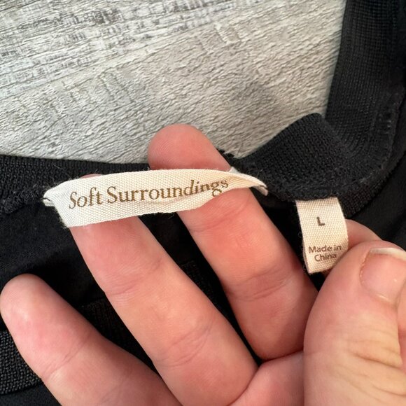 Soft Surroundings Black Sheer Very Long Tunic Top Size Large Side Slit, Lined B5 - Picture 2 of 7